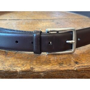 Coach Mens Brown Full Grained Cowhide Leather Belt 36 Solid Brass Buckle 90011
